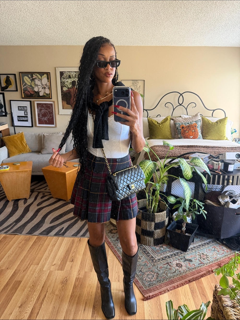 Vintage The Limited 90s pleated tartan mini skirt